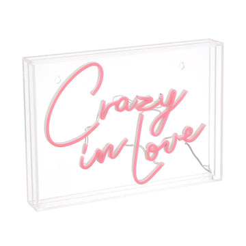Crazy In Love Contemporary Glam Acrylic Box USB Operated LED Neon Light - JONATHAN Y